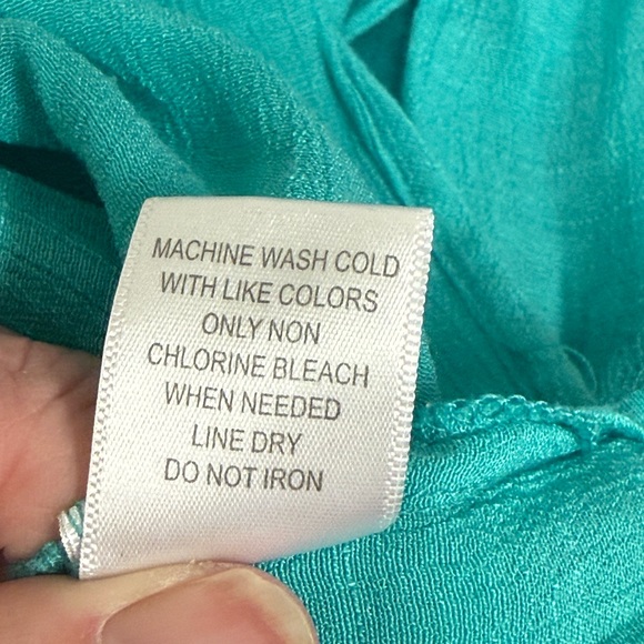 Krazy Kat Teal Crochet Lace Boho Tunic Top Bell Sleeve L - Picture 7 of 8